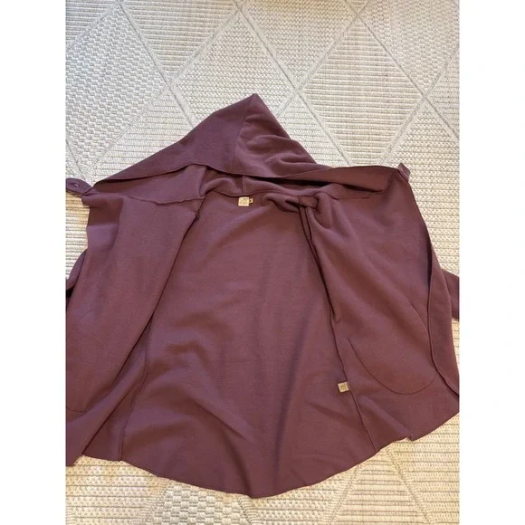 Zig Zag Asian Collection Purple Fleece Hooded Wrap Jacket Women's Medium Nepal - Picture 7 of 14